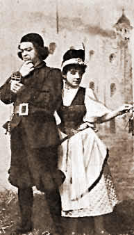W. H. Denny as Wilfred Shadbolt and Jessie Bond as Phoebe Meryll in the original production.